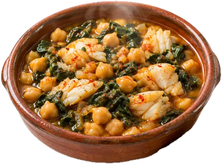 Garbanzos con espinacas y bacalao
